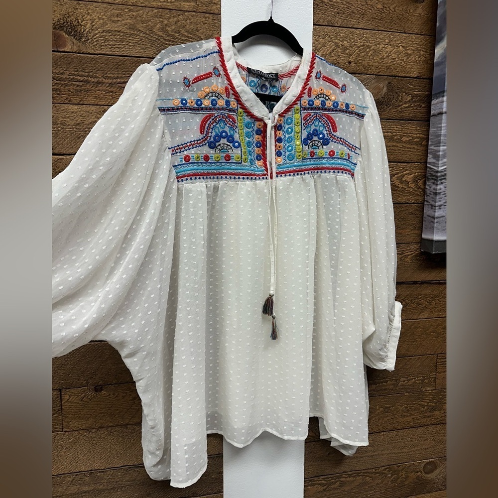 Context (Lord & Taylor Exclusive) Embroidered Boho Peasant Blouse – Size 3X NWT - Picture 3 of 7